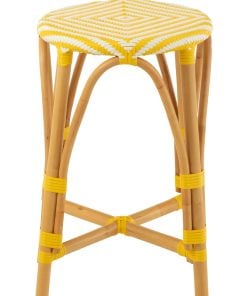 Stool Rattan Yellow/White Large Stool Rattan Yellow/White Large