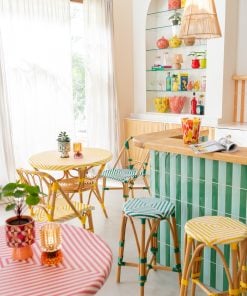 Stool Rattan Yellow/White Large