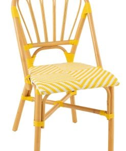 Dining Chair Rattan Yellow/White