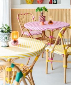 Dining Table Rattan Yellow/White