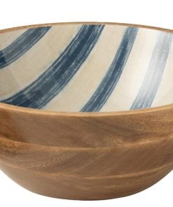 Bowl Stripes Mango Wood Blue/White Large Bowl Stripes Mango Wood Blue/White Large
