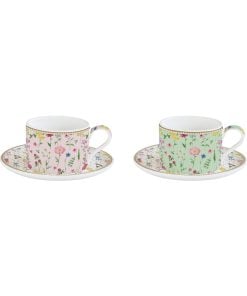 Easy Life Set Of 2 Cups & Saucers
