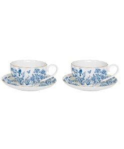 Easy Life Paradise Garden Set Of 2 Espresso Cups And Saucers