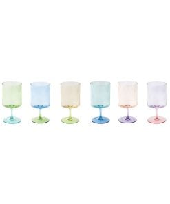 Easy Life Rainbow Set Of 6 Multicolor Wine Glasses