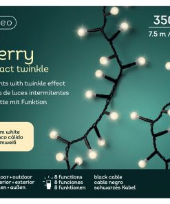 Alternative view of LED cherry lights 8 function twinkle effect outdoor