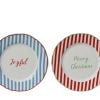 Breakfast plate porcelain round decal striped rim and tekst 2ass Breakfast plate porcelain round decal striped rim and tekst 2ass