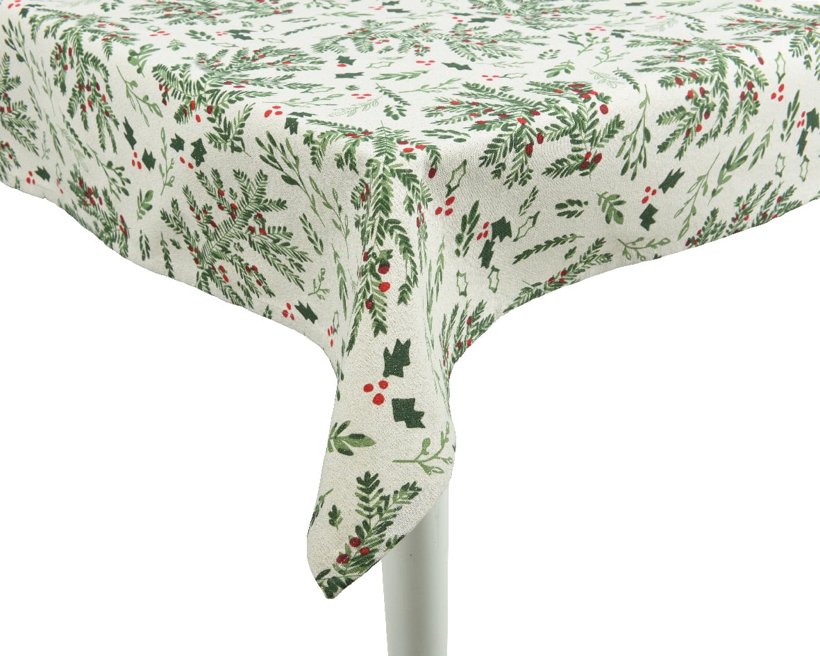 Tablecloth cotton rectangular n/a misletoe and holly leaf Tablecloth cotton rectangular n/a misletoe and holly leaf