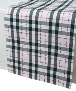 Tablerunner cotton rectangular n/a green and white check