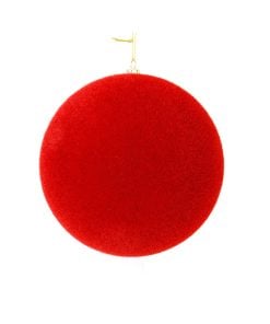 Red Flocked Ball Orn 25Cm