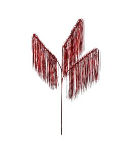 Red Tinsel Icicle 3-Tip Spray