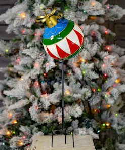 Tall Multi-Colored Christmas Ball Orn Stake 79Cm