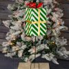 37 Inch Tall Green & White Striped Gift Box Stake