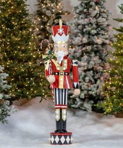 Large Iron Nutcracker Harry With Candy Cane Staff