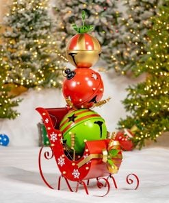 59 Inch Iron Christmas Sleigh With Giant Jingle Be