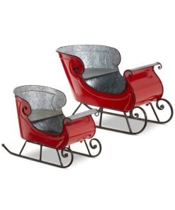 Red Distressed Sleighs 60Cm