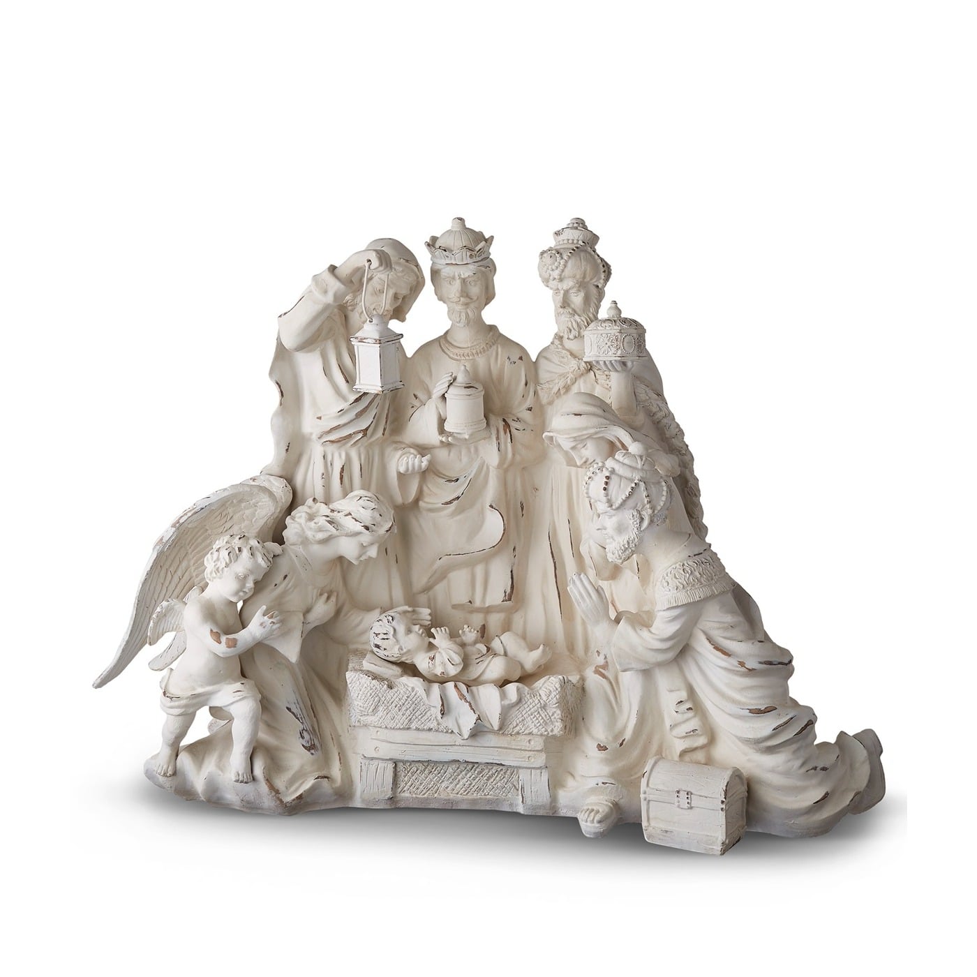 Distressed White Nativity 70Cm Distressed White Nativity 70Cm