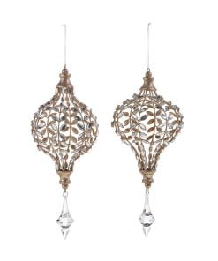 Jeweled Drop Orn W Champ 35Cm