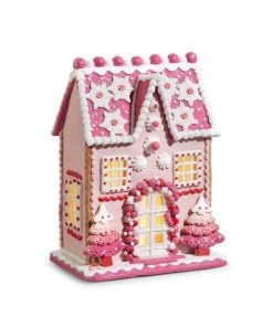 Lighted Pink Gingerbread 33Cm