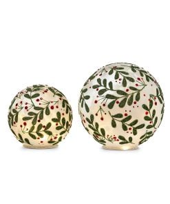 Lighted Botanical Holly Balls 45Cm