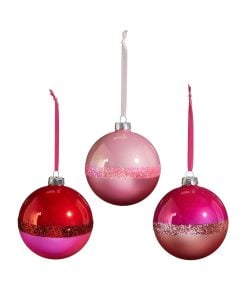 Pink Two Tone Ball Ornament 10Cm