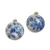 Blue Floral Ball Ornament 12Cm