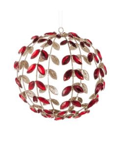 Red Jeweled Vine Ball Orn 18Cm