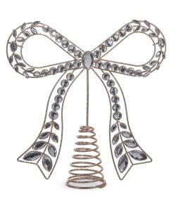 Jeweled Bow Tree Topper 27Cm