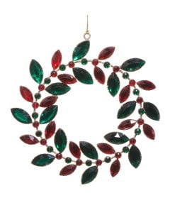 Red&Grn Jeweled Wreath Orn
