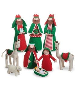 Red And Green Nativity 39Cm