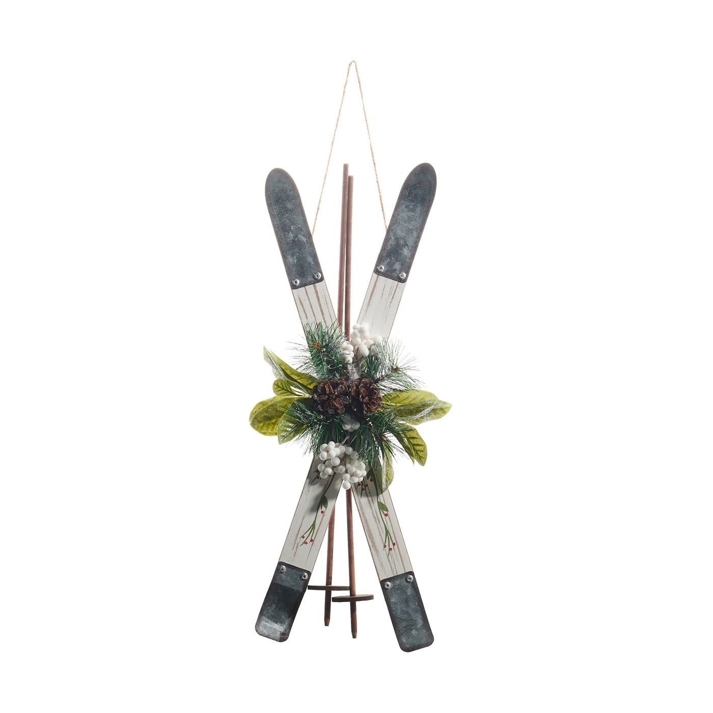 Crossed Ivory Ski Ornament 55Cm Crossed Ivory Ski Ornament 55Cm