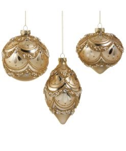 Gold Pearl Trimmed Ornament 10Cm