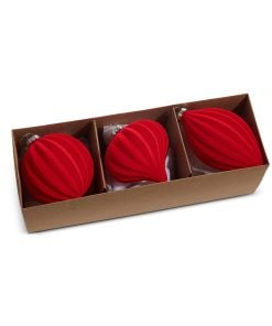 Red Flocked Ornament 10Cm