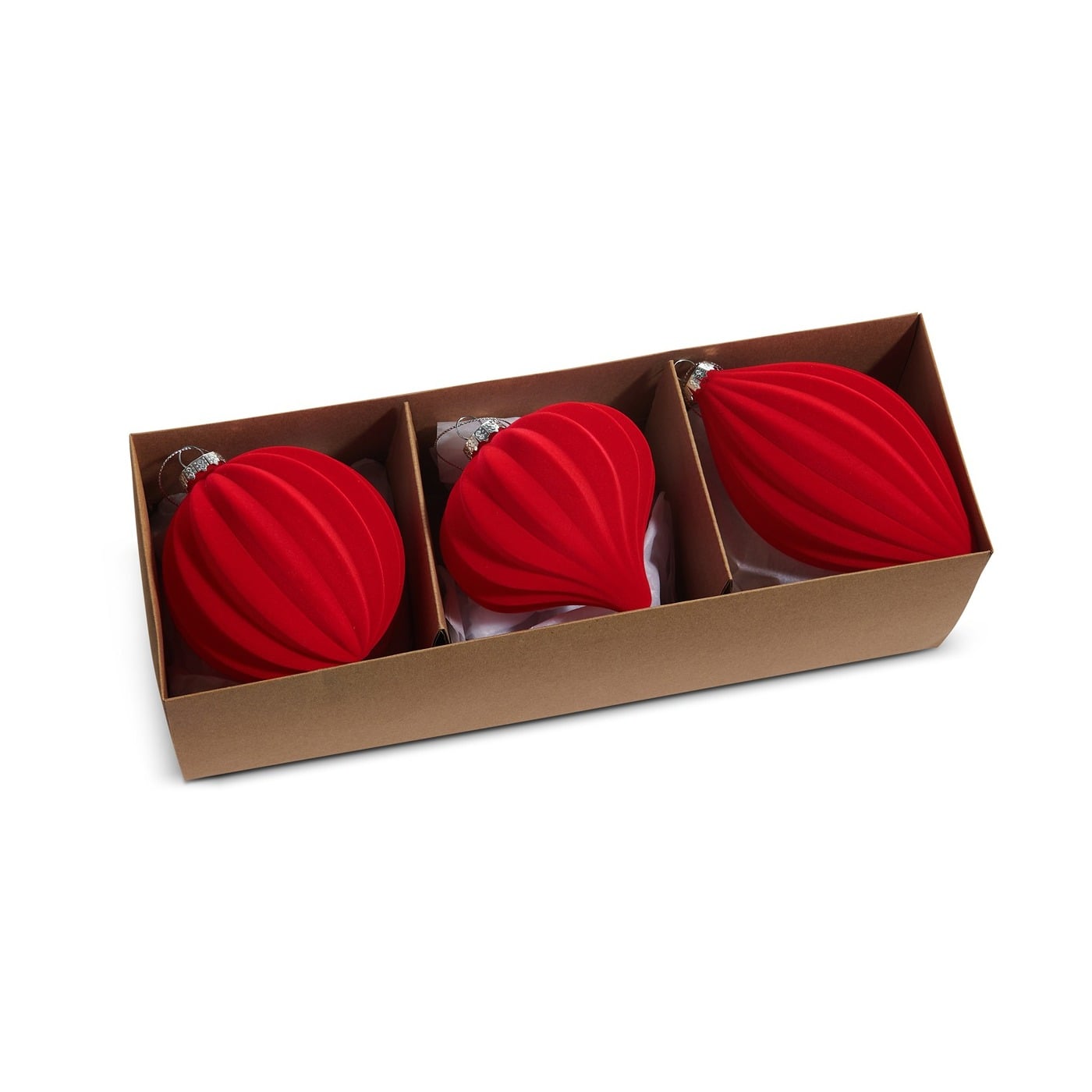 Red Flocked Ornament 10Cm Red Flocked Ornament 10Cm