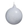 Wht Gliter Blown Glas Ball10Cm