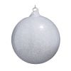 Wht Glitter Blown Glass Orn 13