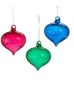 Multcolor Swrl Blown Glass Orn
