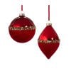 Red Pearl Banded Velvet Orn 10Cm Red Pearl Banded Velvet Orn 10Cm