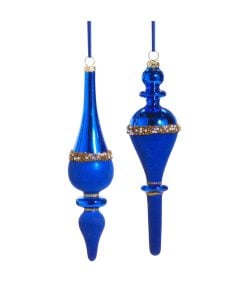 Blue Pearl Banded Velvet Orn