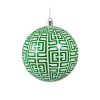Green Greek Key Ball Ornament 10Cm