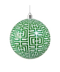 Green Greek Key Ball Ornament 10Cm