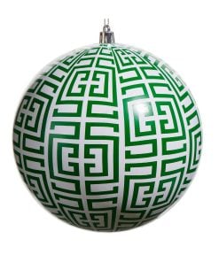 Green Greek Key Ball Ornament 15Cm