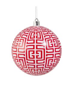 Red Greek Key Ball Ornament 10Cm