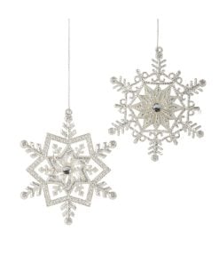 Silver Snowflake Ornament 12Cm