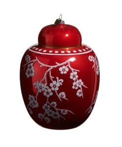 Ec 8Red Floral Ginger Jar Orn