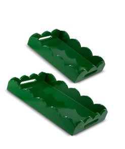 Green Scalloped Trays 45Cm