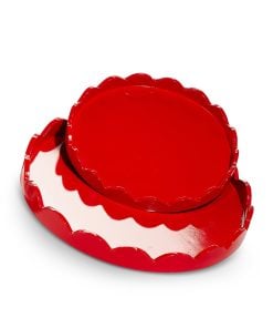 Round Red Scallop Tray 40Cm