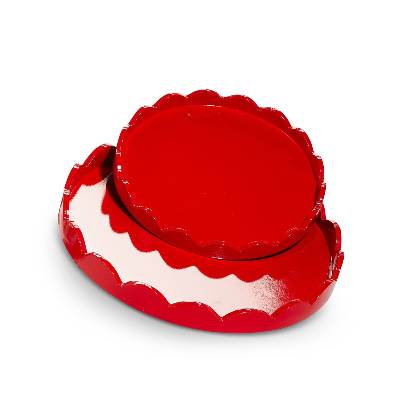 Round Red Scallop Tray 40Cm Round Red Scallop Tray 40Cm