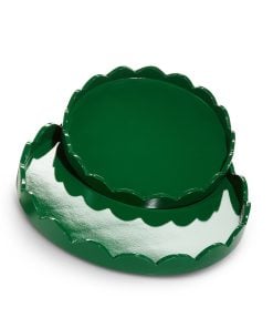 Round Green Scalloped Tray 40Cm
