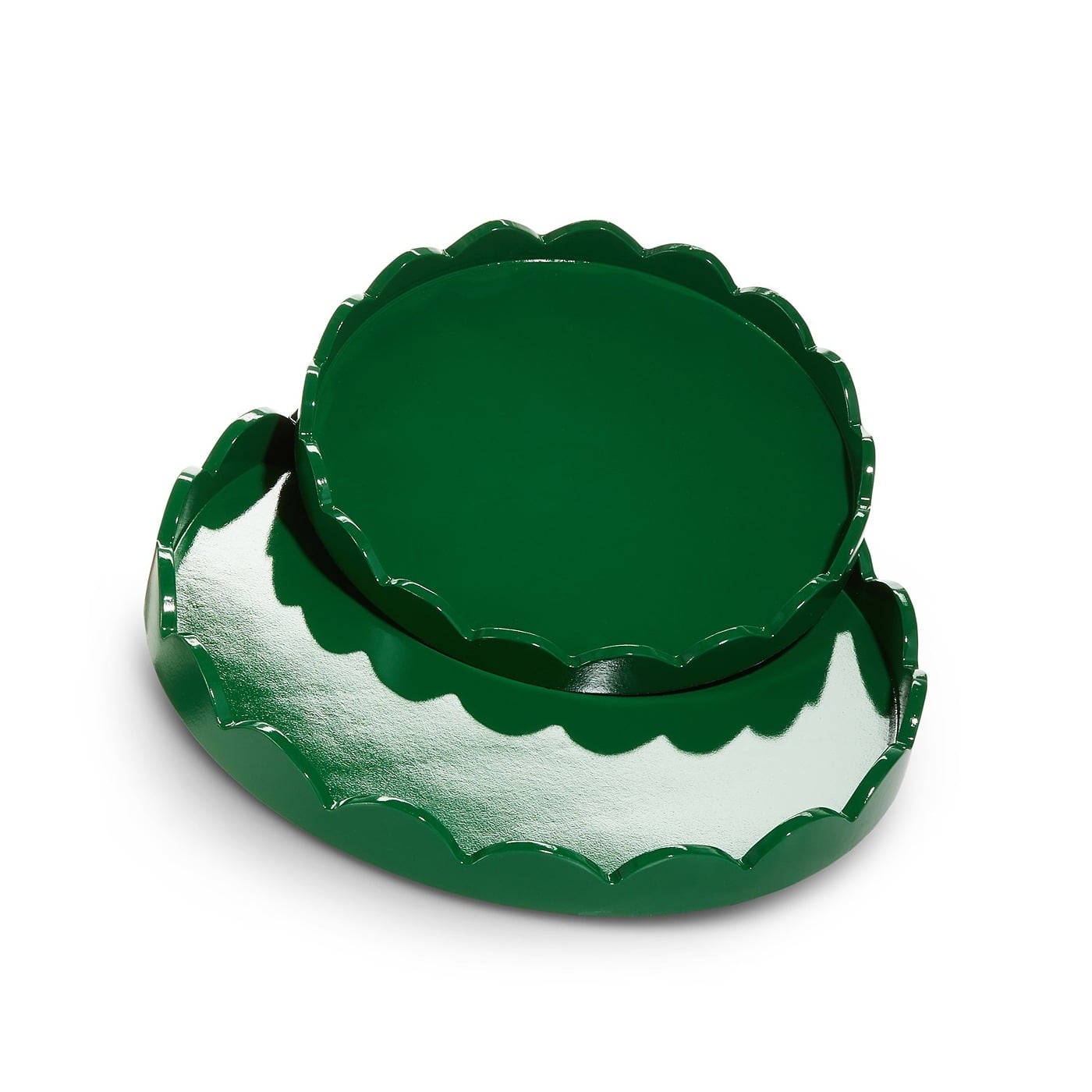 Round Green Scalloped Tray 40Cm Round Green Scalloped Tray 40Cm