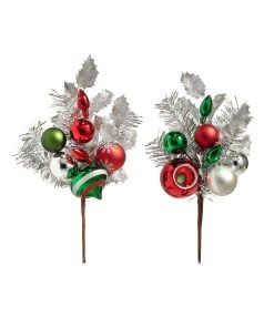 Silver Tinsel Ornament Pick 40Cm
